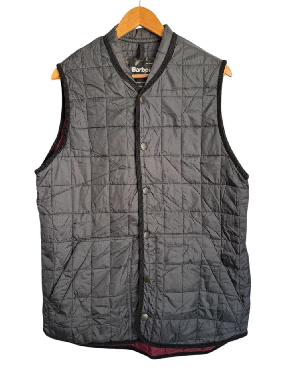 Barbour Swaledale Waistcoat Quilted Vest Gilet Liner Men’s Size Large Black Red